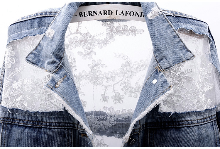 Chaquetas Mujer Summer Streetwear Embroidery Lace Patchwork Sexy Denim Jacket Women Frayed Tassel Loose Jeans Coat Plus Size 3XL Chaquetas Mujer Summer Streetwear Embroidery Lace Patchwork Sexy Denim Jacket Women Frayed Tassel Loose Jeans Coat Plus Size 3XL