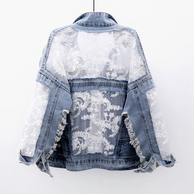 Chaquetas Mujer Summer Streetwear Embroidery Lace Patchwork Sexy Denim Jacket Women Frayed Tassel Loose Jeans Coat Plus Size 3XL Chaquetas Mujer Summer Streetwear Embroidery Lace Patchwork Sexy Denim Jacket Women Frayed Tassel Loose Jeans Coat Plus Size 3XL