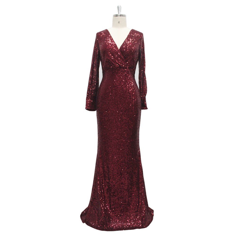 Sexy V-neck Mermaid Evening Dress Long Formal Prom Party Gown Full Sequins long Sleeve Galadress Vestidos Women Dresses 2021 Sexy V-neck Mermaid Evening Dress Long Formal Prom Party Gown Full Sequins long Sleeve Galadress Vestidos Women Dresses 2021