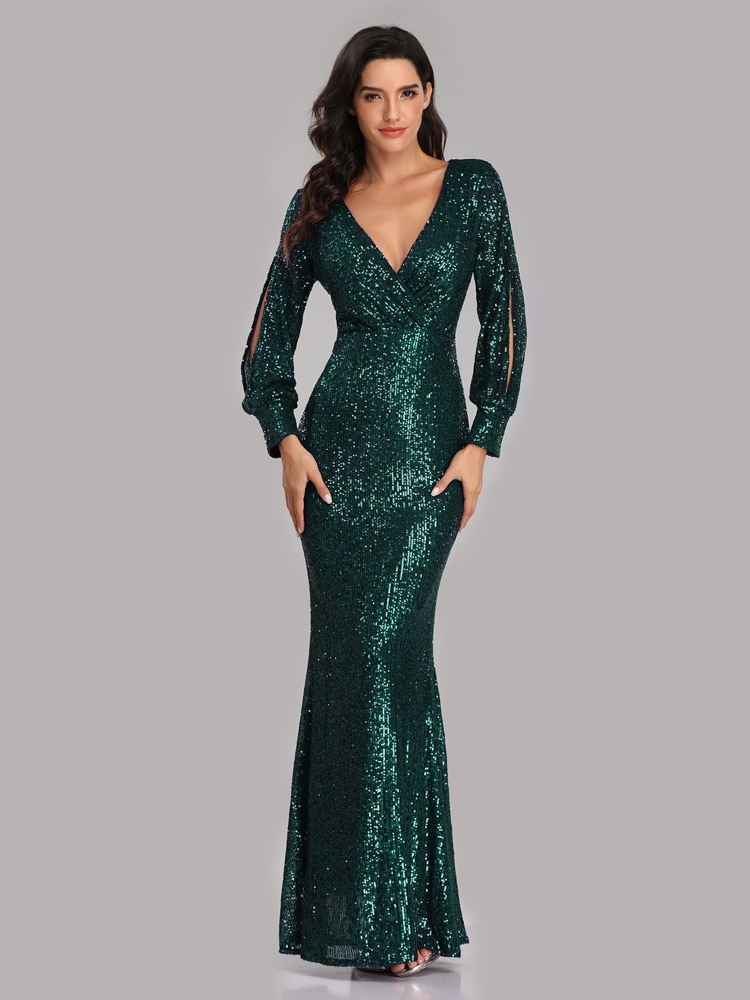FREE SHIPPING Party Gown Full Sequins V-neck Mermaid Evening Dress JKP4652 FREE SHIPPING Party Gown Full Sequins V-neck Mermaid Evening Dress JKP4652