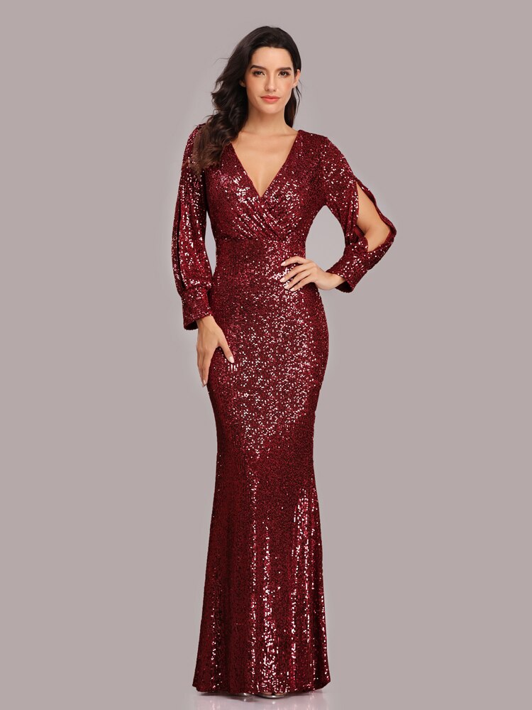 FREE SHIPPING Party Gown Full Sequins V-neck Mermaid Evening Dress JKP4652 FREE SHIPPING Party Gown Full Sequins V-neck Mermaid Evening Dress JKP4652
