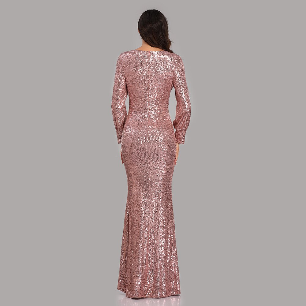 Sexy V-neck Mermaid Evening Dress Long Formal Prom Party Gown Full Sequins long Sleeve Galadress Vestidos Women Dresses 2021 Sexy V-neck Mermaid Evening Dress Long Formal Prom Party Gown Full Sequins long Sleeve Galadress Vestidos Women Dresses 2021