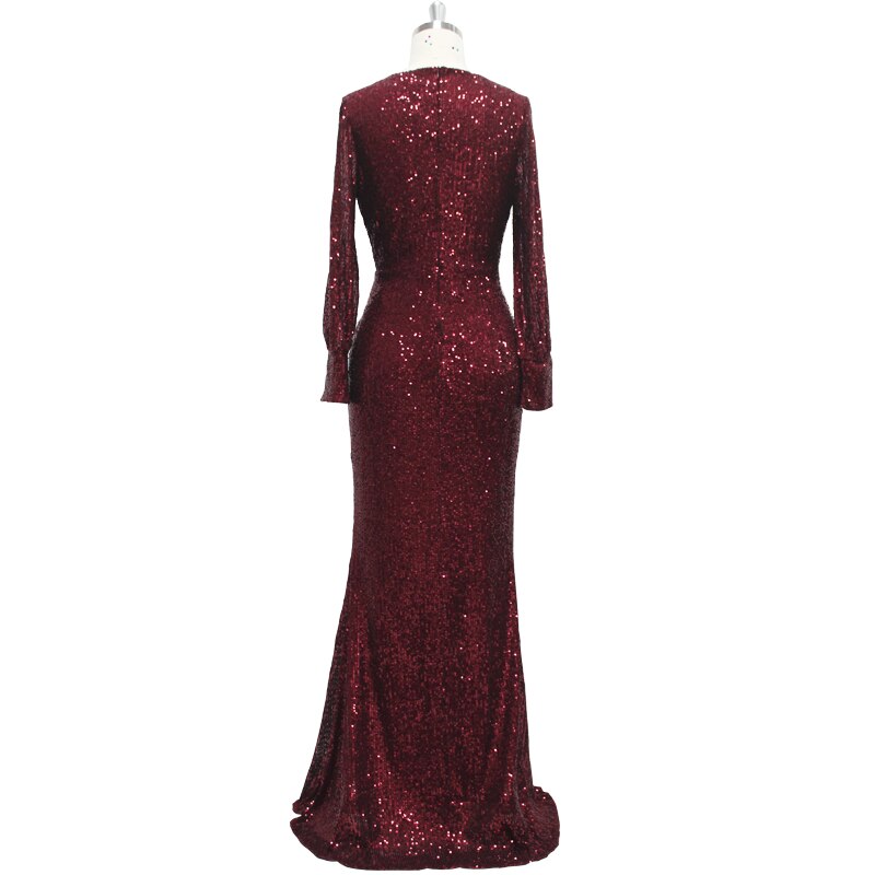 Sexy V-neck Mermaid Evening Dress Long Formal Prom Party Gown Full Sequins long Sleeve Galadress Vestidos Women Dresses 2021 Sexy V-neck Mermaid Evening Dress Long Formal Prom Party Gown Full Sequins long Sleeve Galadress Vestidos Women Dresses 2021