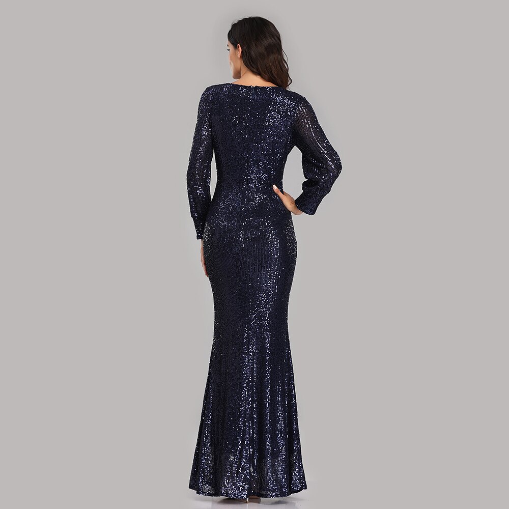 Sexy V-neck Mermaid Evening Dress Long Formal Prom Party Gown Full Sequins long Sleeve Galadress Vestidos Women Dresses 2021 Sexy V-neck Mermaid Evening Dress Long Formal Prom Party Gown Full Sequins long Sleeve Galadress Vestidos Women Dresses 2021