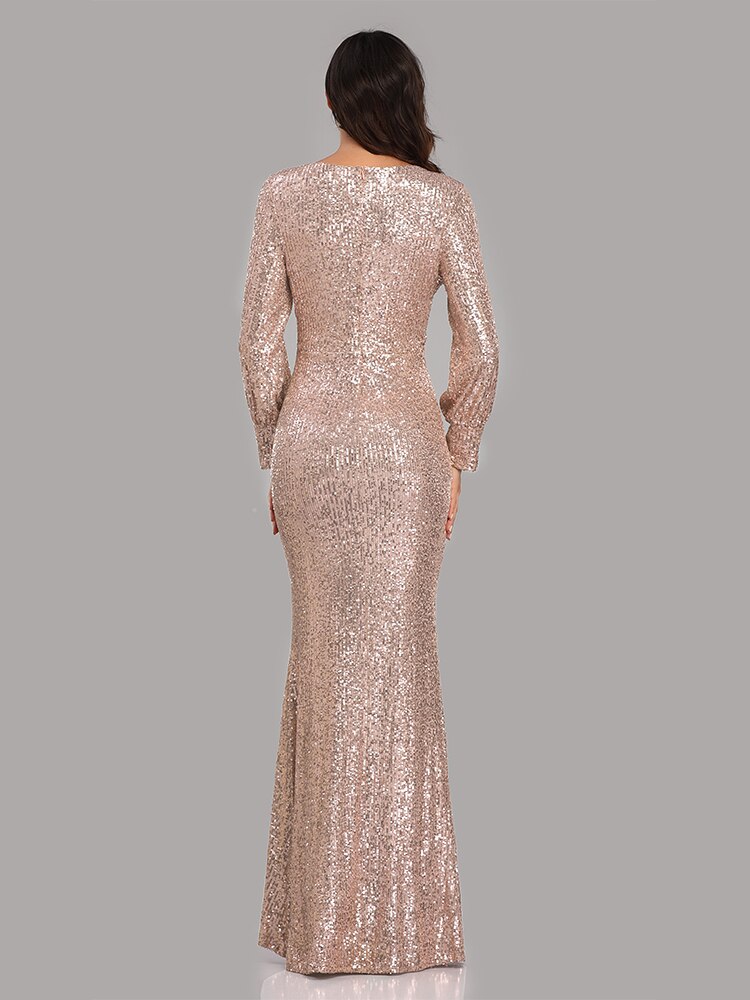 Sexy V-neck Mermaid Evening Dress Long Formal Prom Party Gown Full Sequins long Sleeve Galadress Vestidos Women Dresses 2021 Sexy V-neck Mermaid Evening Dress Long Formal Prom Party Gown Full Sequins long Sleeve Galadress Vestidos Women Dresses 2021