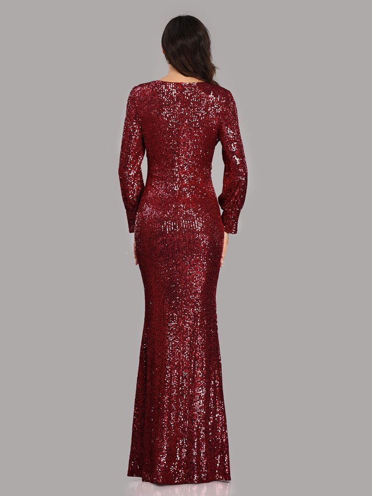 Sexy V-neck Mermaid Evening Dress Long Formal Prom Party Gown Full Sequins long Sleeve Galadress Vestidos Women Dresses 2021 Sexy V-neck Mermaid Evening Dress Long Formal Prom Party Gown Full Sequins long Sleeve Galadress Vestidos Women Dresses 2021