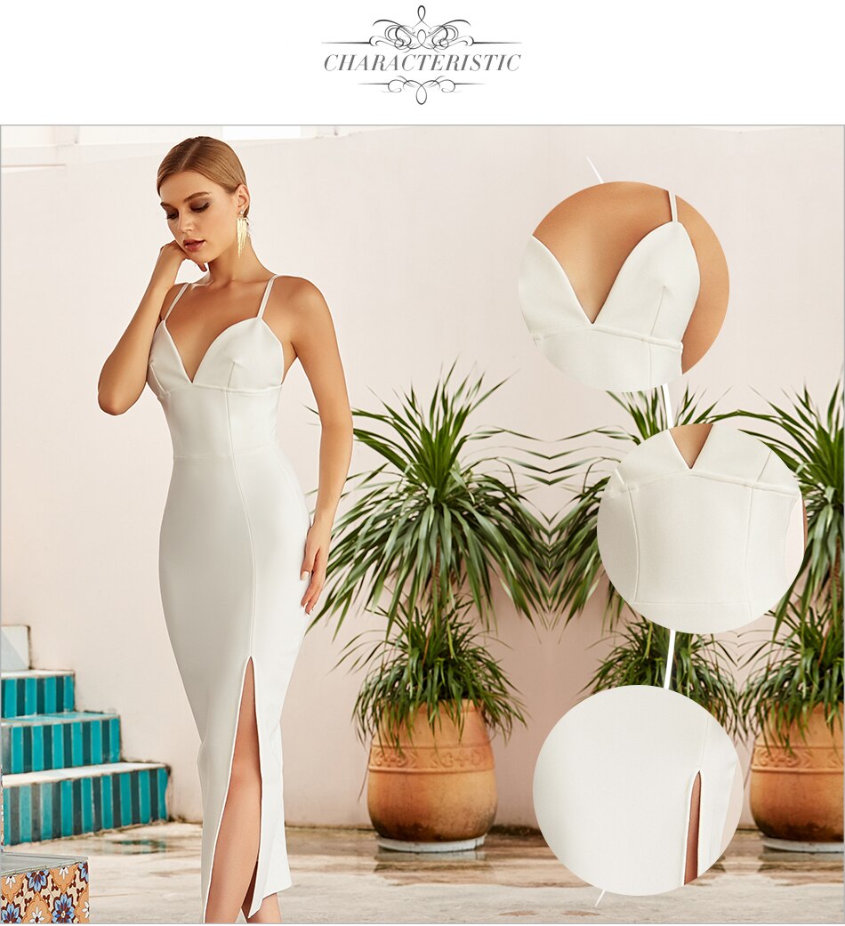 Adyce New Summer Women White Bodycon Bandage Dress Sexy V Neck Spaghetti Strap Club Celebrity Evening Runway Party Long Dresses Adyce New Summer Women White Bodycon Bandage Dress Sexy V Neck Spaghetti Strap Club Celebrity Evening Runway Party Long Dresses