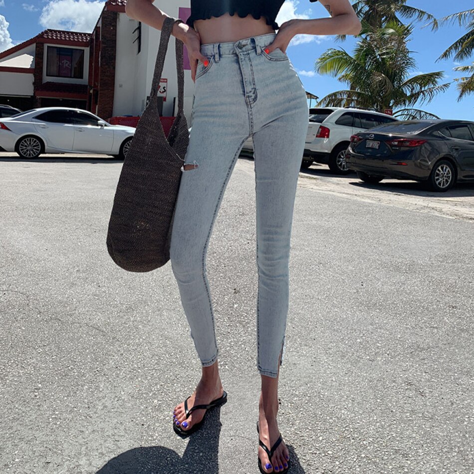Genayooa Vintage Ladies Jeans Woman Casual High Waist Jeans Washing Pencil Trousers Korean Streetwear Denim Pants Genayooa Vintage Ladies Jeans Woman Casual High Waist Jeans Washing Pencil Trousers Korean Streetwear Denim Pants