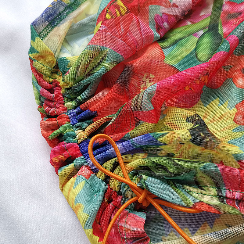 ANJAMANOR Floral Printed Mesh Sexy Top and Skirts Sets Summer Vacation Outfits 2021 Rave Party Club Wear Two Piece Set D85-CE11 ANJAMANOR Floral Printed Mesh Sexy Top and Skirts Sets Summer Vacation Outfits 2021 Rave Party Club Wear Two Piece Set D85-CE11