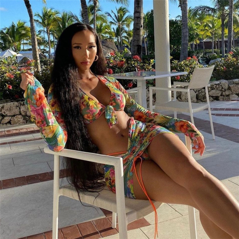 ANJAMANOR Floral Printed Mesh Sexy Top and Skirts Sets Summer Vacation Outfits 2021 Rave Party Club Wear Two Piece Set D85-CE11 ANJAMANOR Floral Printed Mesh Sexy Top and Skirts Sets Summer Vacation Outfits 2021 Rave Party Club Wear Two Piece Set D85-CE11