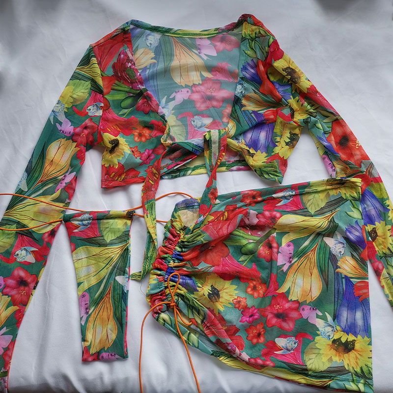 ANJAMANOR Floral Printed Mesh Sexy Top and Skirts Sets Summer Vacation Outfits 2021 Rave Party Club Wear Two Piece Set D85-CE11 ANJAMANOR Floral Printed Mesh Sexy Top and Skirts Sets Summer Vacation Outfits 2021 Rave Party Club Wear Two Piece Set D85-CE11