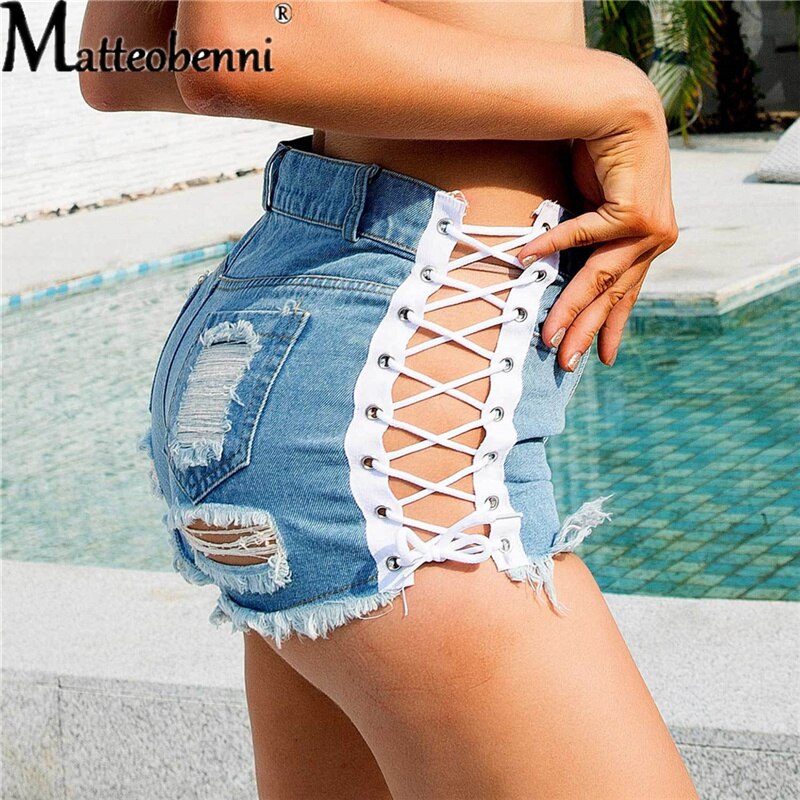 FREE SHIPPING Mini Short Jeans Pants Side Strap Lace Up JKP4669 FREE SHIPPING Mini Short Jeans Pants Side Strap Lace Up JKP4669