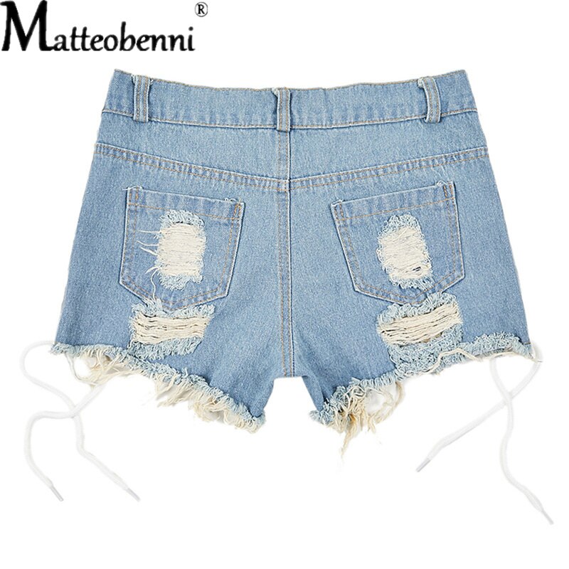 Fashion Sexy Summer New Women Black White Ripped Straight Denim Shorts High Waisted Tassel Elastic Lace Up Bandage Club Hotpants Fashion Sexy Summer New Women Black White Ripped Straight Denim Shorts High Waisted Tassel Elastic Lace Up Bandage Club Hotpants