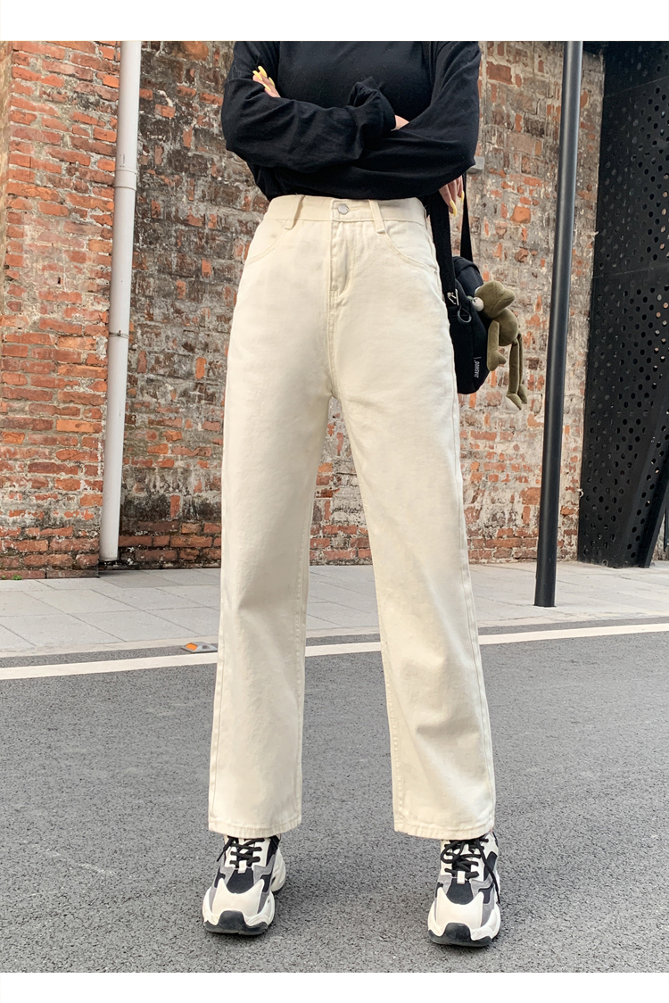 WITHZZ Spring Autumn Wide-leg Jeans Women's High-waist Denim Pants Retro Loose Droop Straight Trousers Jeans