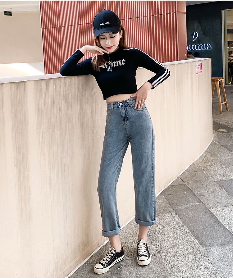 WITHZZ Spring Autumn Wide-leg Jeans Women's High-waist Denim Pants Retro Loose Droop Straight Trousers Jeans