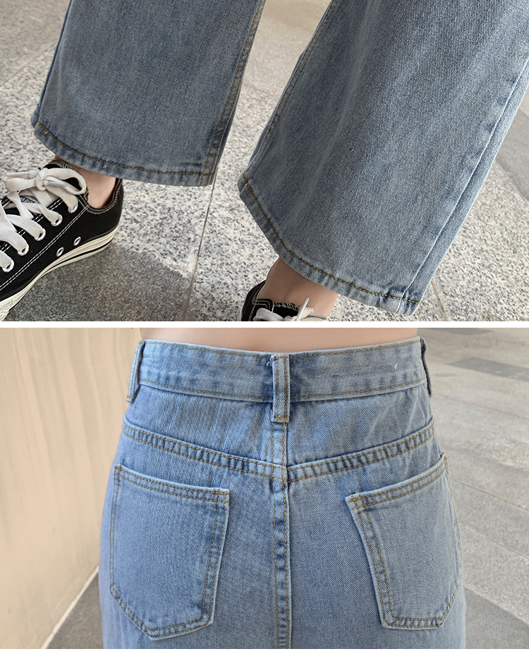 WITHZZ Spring Autumn Wide-leg Jeans Women's High-waist Denim Pants Retro Loose Droop Straight Trousers Jeans
