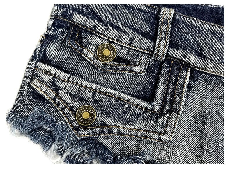 Sexy Short Jeans Women Booty Shorts Zipper Pocket Denim With Holes Fall Low Waist Casual Hot Party Bottom