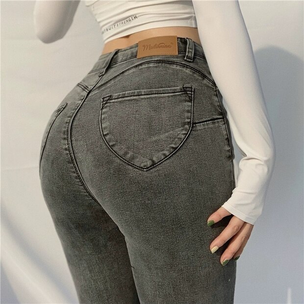2000s Aesthetic Jeans Woman High Waist Sexy Tight Hip Lifting Leggings Pants High Waist Elastic Female Streetwear Women Pants