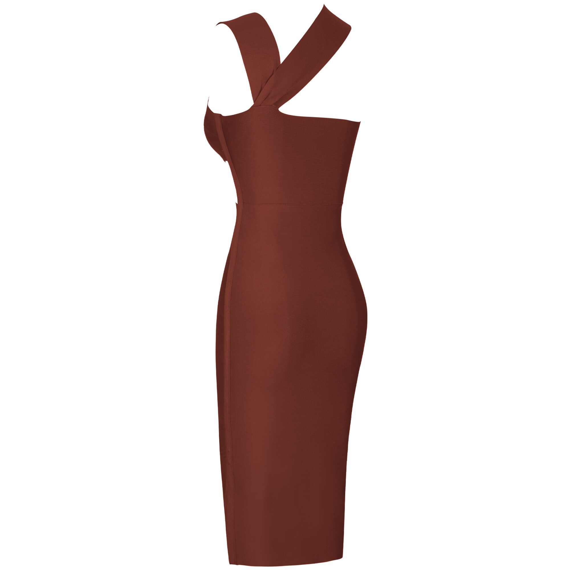 Bandage Dresses High Quality 2021 Summer Tan Cut Out Bodycon Dress Women Elegant Sexy Mid Evening Club Celebrity Party Dress