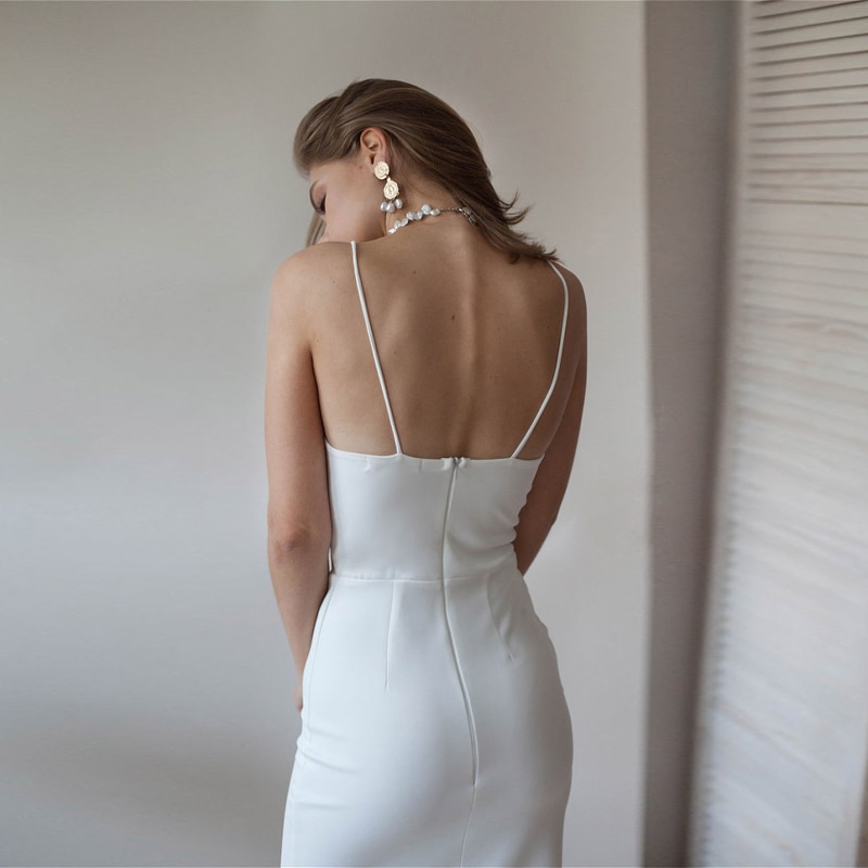 Solid Backless Dress Elegant Knee Length High Waist Split JKP4683 Solid Backless Dress Elegant Knee Length High Waist Split JKP4683