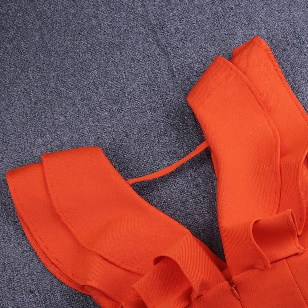 Bandage Dress Women's Summer Party Dress Orange Black Red White Ruffles Ladies Sexy Bodycon Dress Evening Club Birthday Outfits