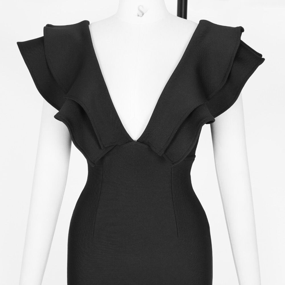 Bandage Dress Women's Summer Party Dress Orange Black Red White Ruffles Ladies Sexy Bodycon Dress Evening Club Birthday Outfits