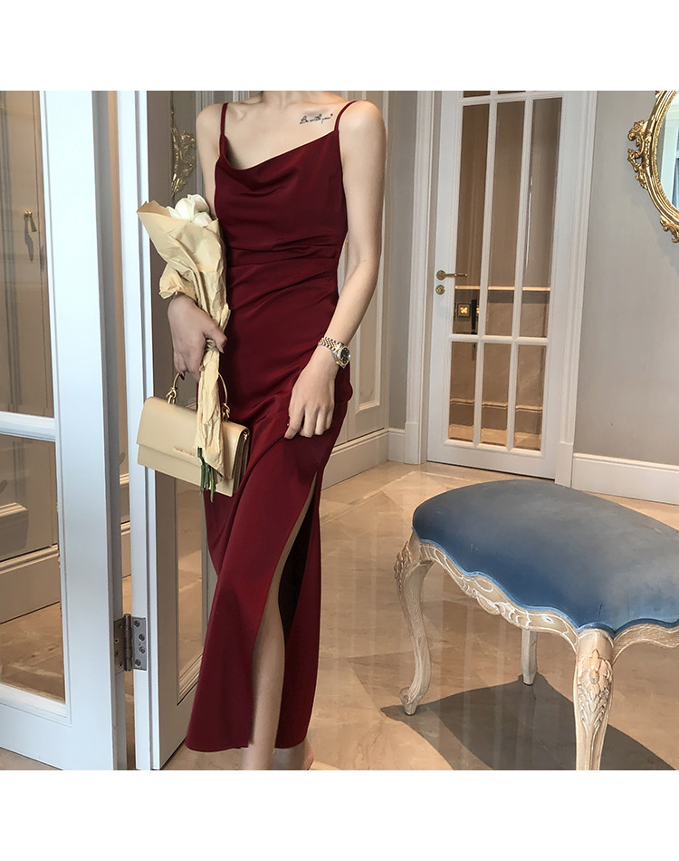 Syiwidii Satin Dress Woman Sleeveless Spaghetti Strap Evening Red Black Summer 2021 Party Wedding Vintage Pure Long Silk Dresses Syiwidii Satin Dress Woman Sleeveless Spaghetti Strap Evening Red Black Summer 2021 Party Wedding Vintage Pure Long Silk Dresses