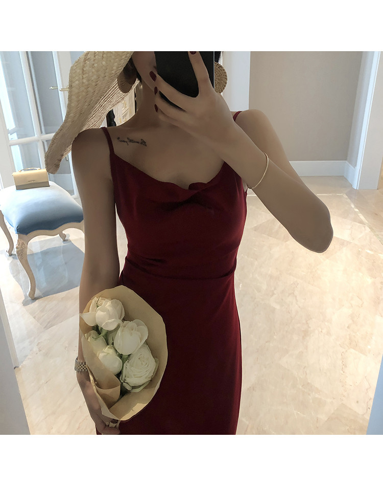 Syiwidii Satin Dress Woman Sleeveless Spaghetti Strap Evening Red Black Summer 2021 Party Wedding Vintage Pure Long Silk Dresses Syiwidii Satin Dress Woman Sleeveless Spaghetti Strap Evening Red Black Summer 2021 Party Wedding Vintage Pure Long Silk Dresses