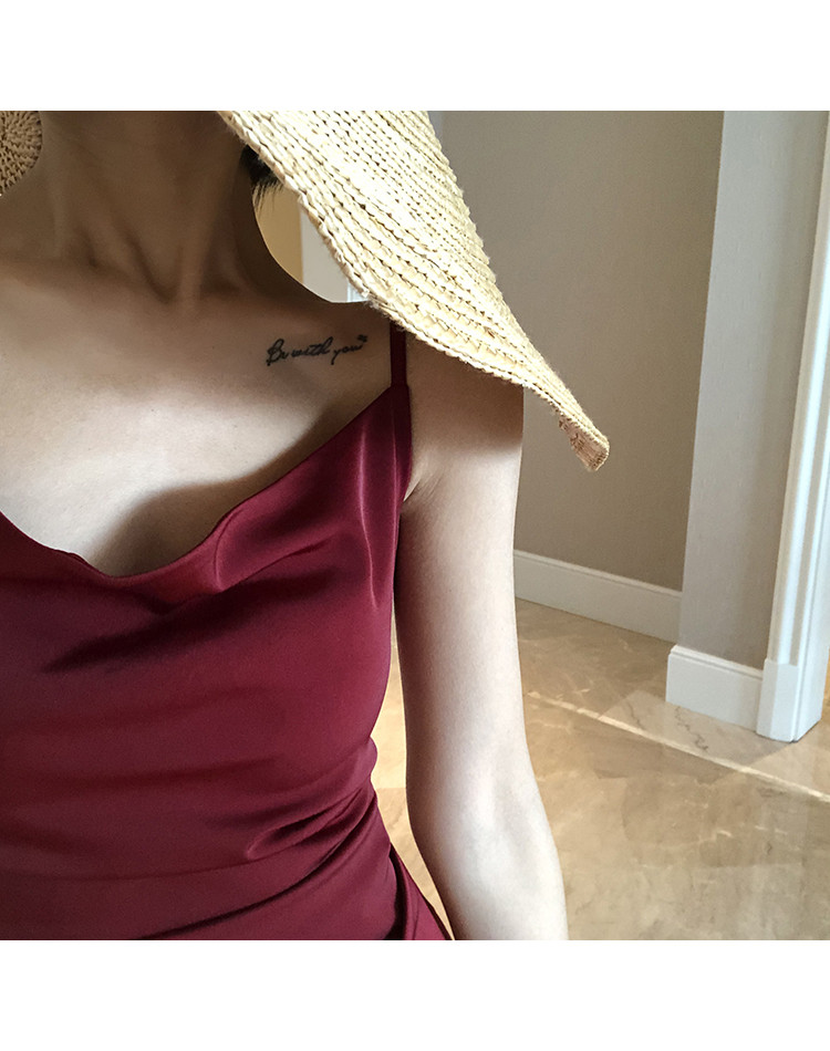 Syiwidii Satin Dress Woman Sleeveless Spaghetti Strap Evening Red Black Summer 2021 Party Wedding Vintage Pure Long Silk Dresses Syiwidii Satin Dress Woman Sleeveless Spaghetti Strap Evening Red Black Summer 2021 Party Wedding Vintage Pure Long Silk Dresses