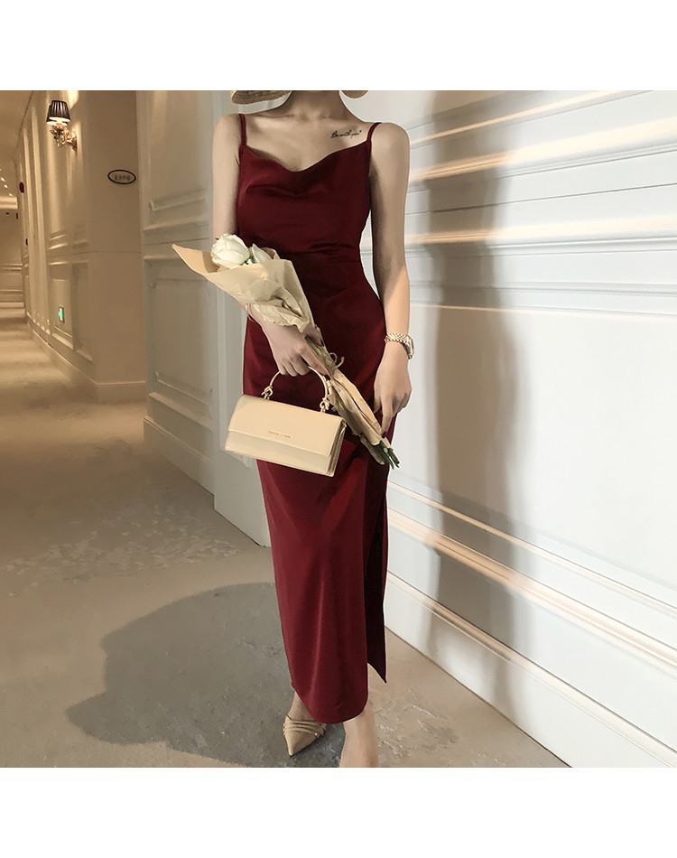 Syiwidii Satin Dress Woman Sleeveless Spaghetti Strap Evening Red Black Summer 2021 Party Wedding Vintage Pure Long Silk Dresses Syiwidii Satin Dress Woman Sleeveless Spaghetti Strap Evening Red Black Summer 2021 Party Wedding Vintage Pure Long Silk Dresses