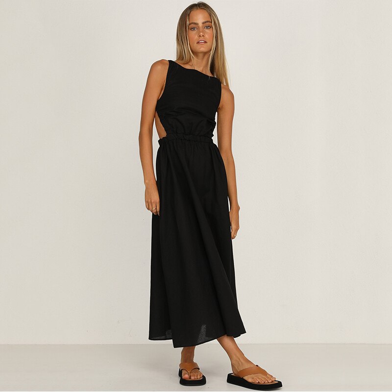 Ardm Sexy Spaghetti Strap Summer Dress 2021 New Slip Black Backless Maxi Dress Vintage Elegant Woman Party Dress Princess Dress Ardm Sexy Spaghetti Strap Summer Dress 2021 New Slip Black Backless Maxi Dress Vintage Elegant Woman Party Dress Princess Dress