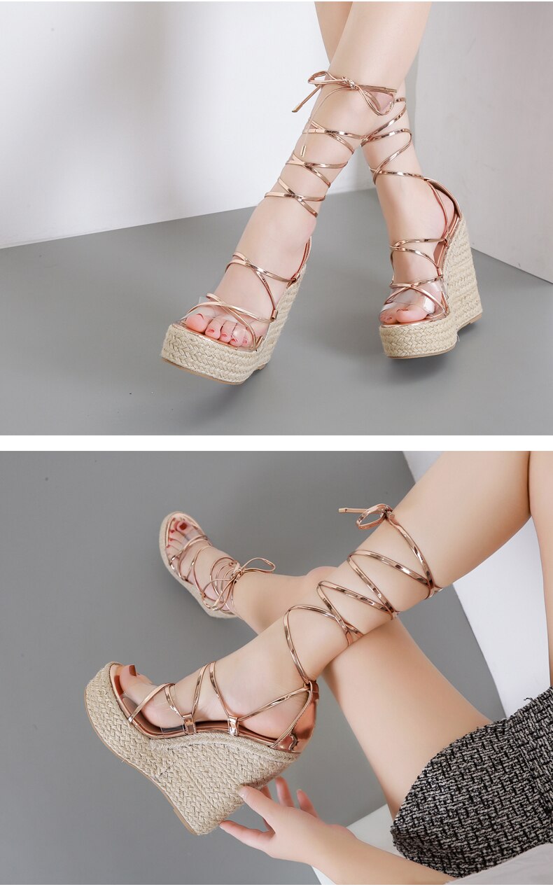 Elegant Summer Wedges Ankle Strap Open Toe High heels Shoes JKP4698