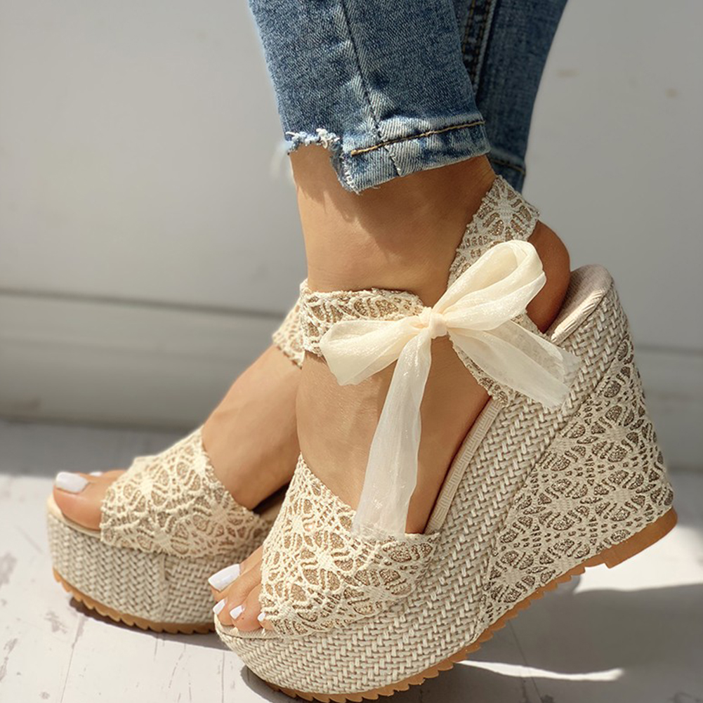 INS Hot Lace Leisure Women Wedges Heeled Women Shoes 2021 Summer Sandals Party Platform High Heels Shoes Woman INS Hot Lace Leisure Women Wedges Heeled Women Shoes 2021 Summer Sandals Party Platform High Heels Shoes Woman