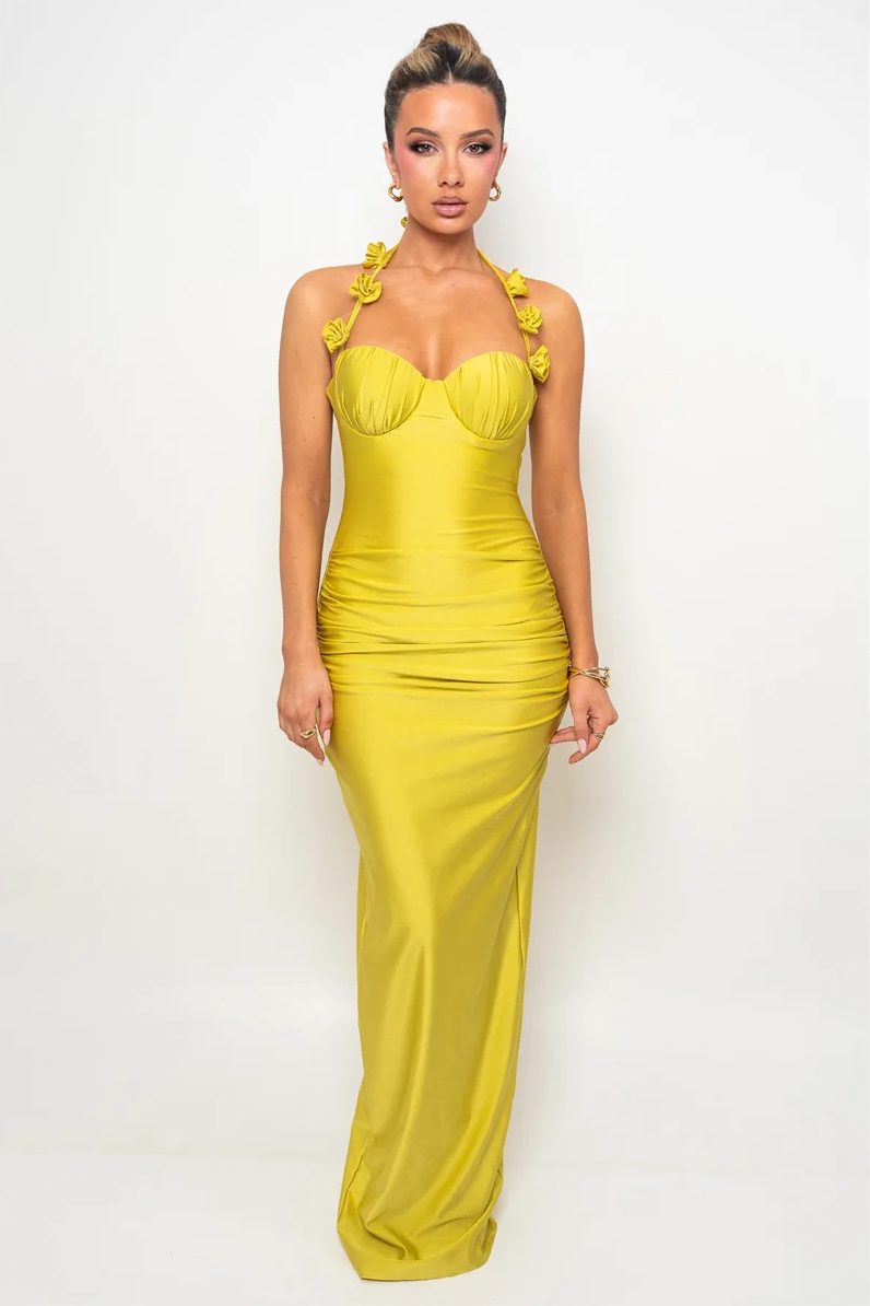 Floral Halter Backless Maxi Dress Sexy Sleeveless Party Gown JKP7307 Sexy Floral Halter Backless Maxi Dress for Women – Sleeveless Party Gown