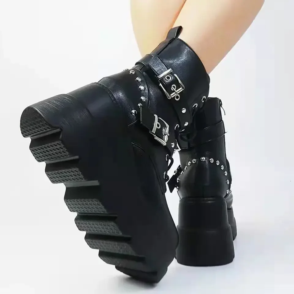 FREE SHIPPING Gothic PU Leather Ankle Boots Lace Up Platform Motorcycle Style JKP7316 FREE SHIPPING Gothic PU Leather Ankle Boots Lace Up Platform Motorcycle Style JKP7316