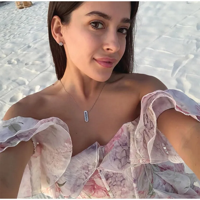 Women Chic Dress Chiffon Elegant Pink Floral Printed Full Sleeve Off Shoulder JKP7317 Women Chic Dress Chiffon Elegant Pink Floral Printed Full Sleeve Off Shoulder JKP7317