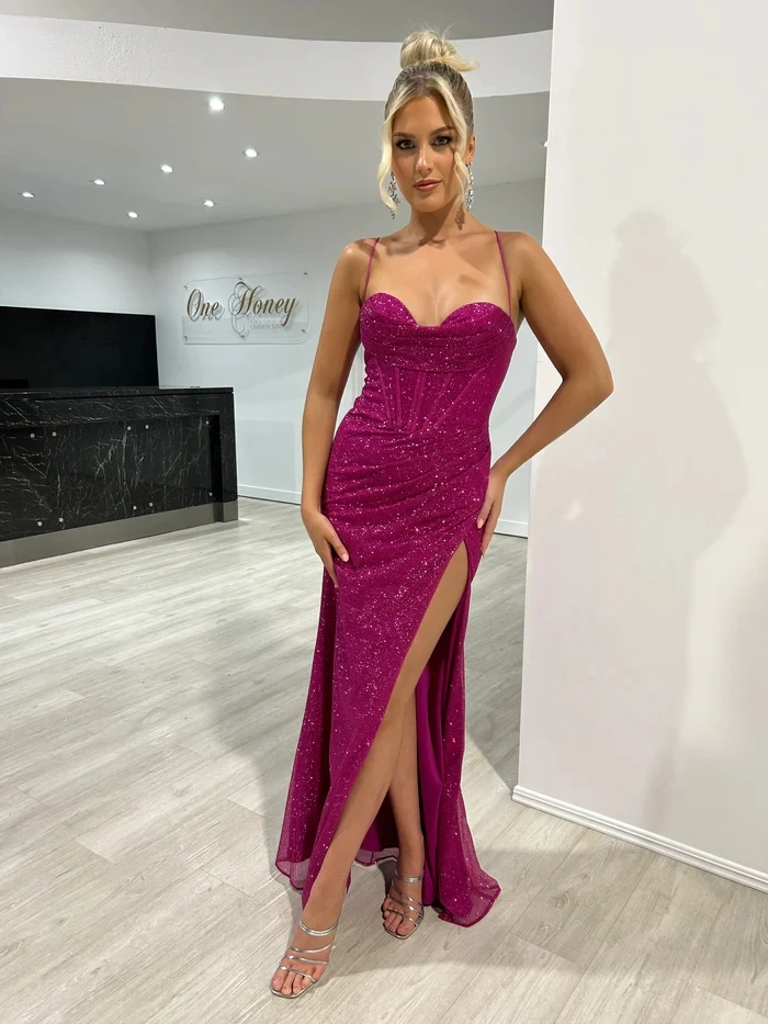 FREE SHIPPING Glitter Mermaid HOCO Dress Corset Lace Up Back Formal Gown JKP7330