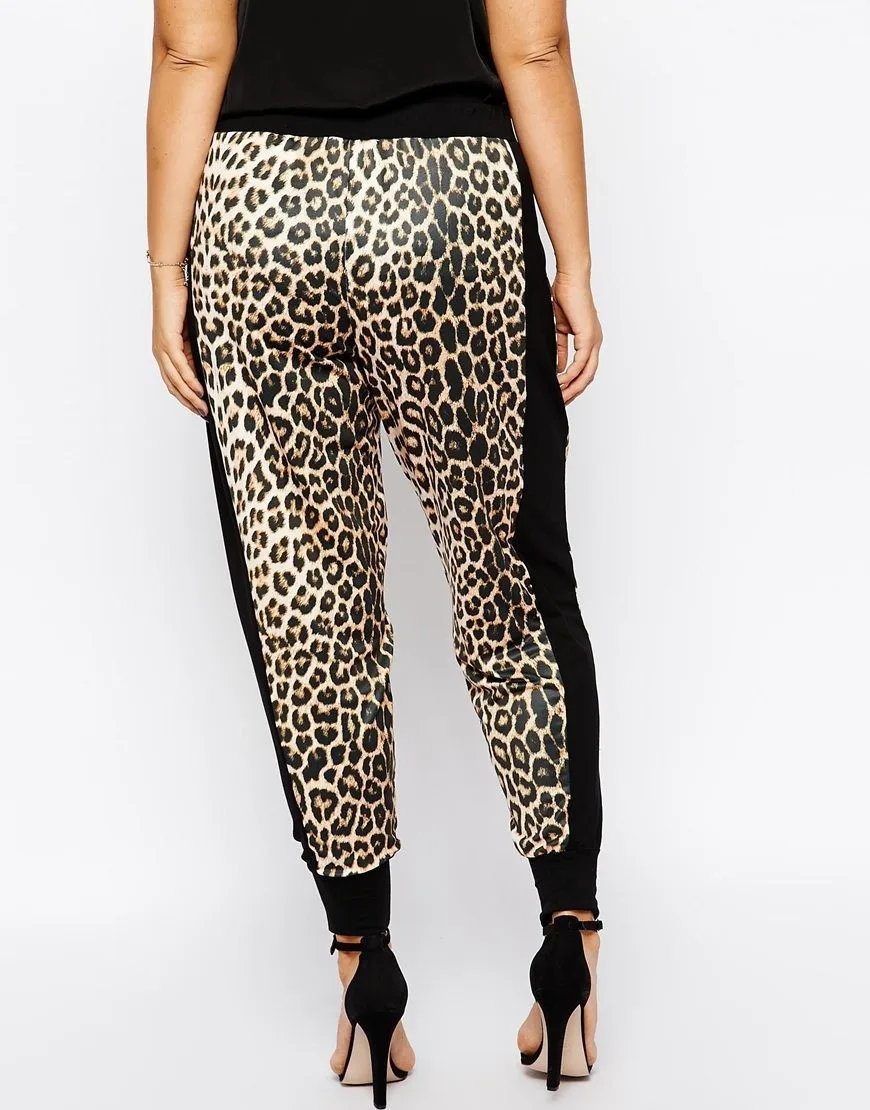 Women Plus Size Casual High Waist Leopard Print Jogger Pants JKP7335 Women Plus Size Casual High Waist Leopard Print Jogger Pants JKP7335