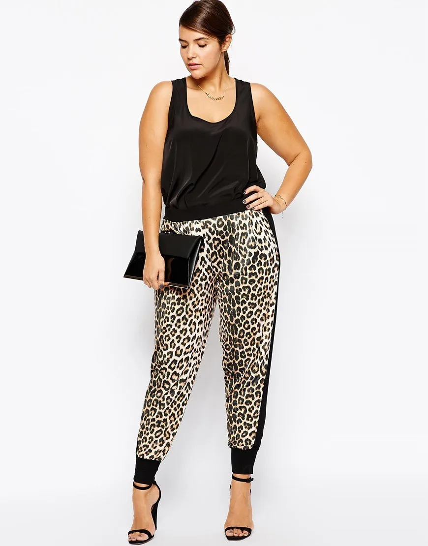 Women Plus Size Casual High Waist Leopard Print Jogger Pants JKP7335 Women Plus Size Casual High Waist Leopard Print Jogger Pants JKP7335