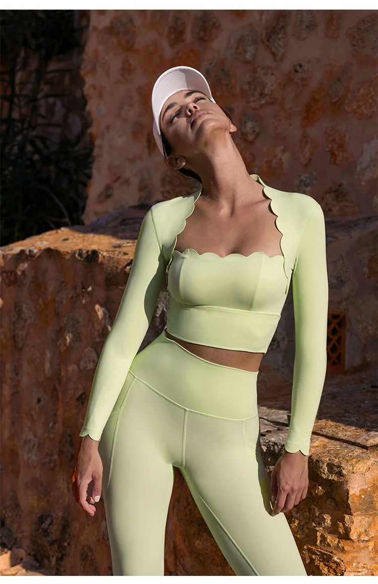 Black Square Neck Yoga Long Sleeve Compression Top And High Elastic Workout Leggings JKP7350