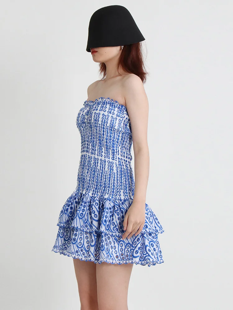 Women Cut Out Layered Hem Strapless Sleeveless Off Shoulder High Waist Mini Dress JKP7358 Women Cut Out Layered Hem Strapless Sleeveless Off Shoulder High Waist Mini Dress JKP7358