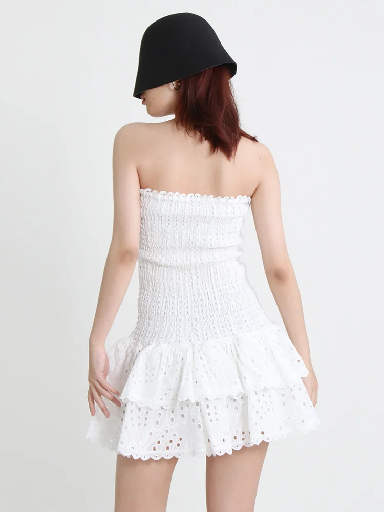 Women Cut Out Layered Hem Strapless Sleeveless Off Shoulder High Waist Mini Dress JKP7358 Women Cut Out Layered Hem Strapless Sleeveless Off Shoulder High Waist Mini Dress JKP7358