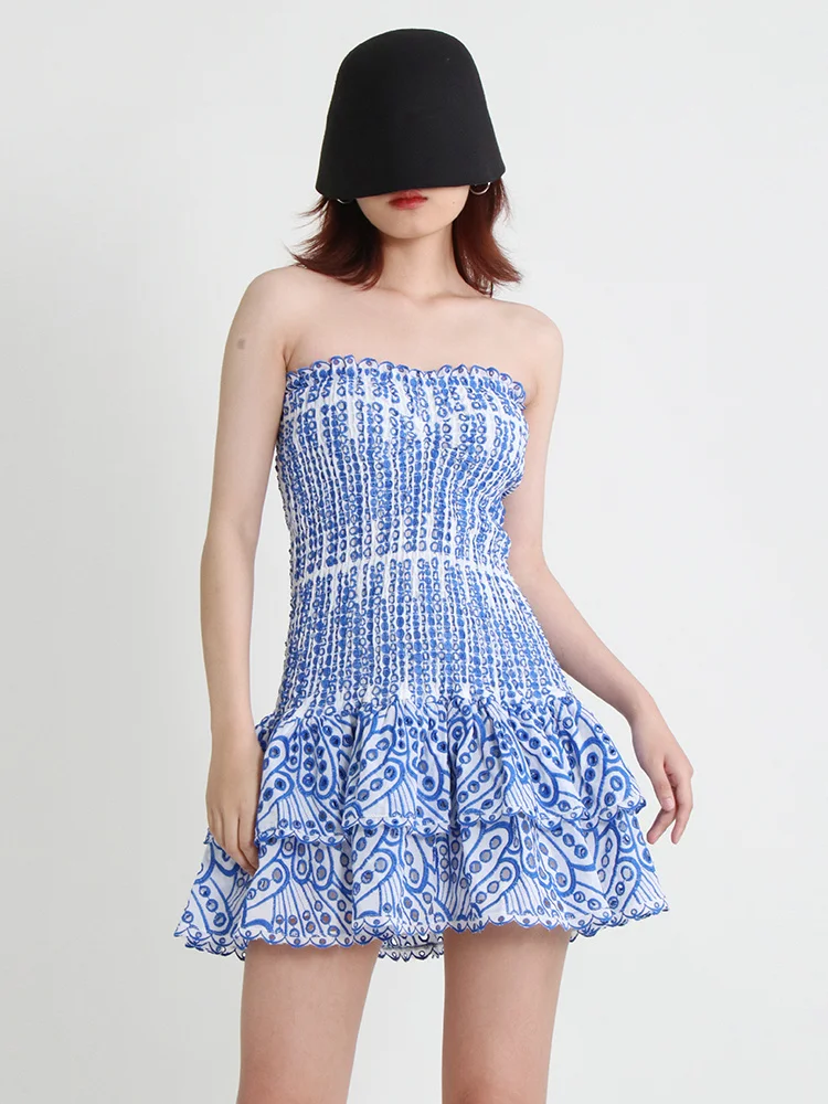 Women Cut Out Layered Hem Strapless Sleeveless Off Shoulder High Waist Mini Dress JKP7358 Women Cut Out Layered Hem Strapless Sleeveless Off Shoulder High Waist Mini Dress JKP7358