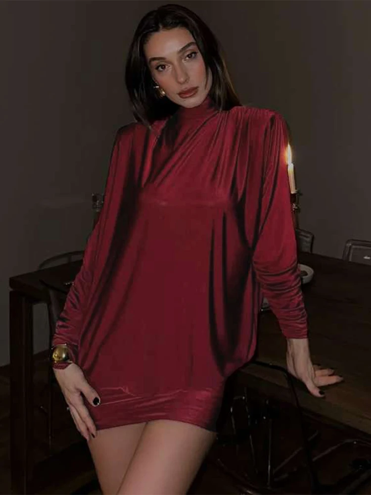 Sexy Red Open Back Mini Dress Elegant Long Sleeve Turtleneck Party And Evening Bodycon Dress JKP7423 Sexy Red Open Back Mini Dress Elegant Long Sleeve Turtleneck Party And Evening Bodycon Dress JKP7423