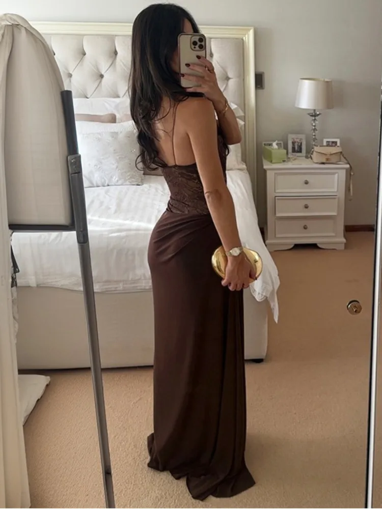 Women One Shoulder Lace See Through Maxi Dress Backless Club Party Outfit JKP7429 Women One Shoulder Lace See Through Maxi Dress Backless Club Party Outfit JKP7429